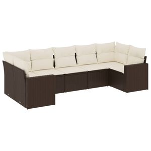 vidaXL Salon de jardin avec coussins 7 pcs marron r&eacute;sine tress&eacute;e