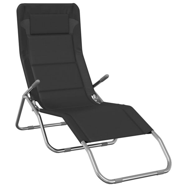 vidaXL Chaises longues pliables lot de 2 noir textil&egrave;ne et acier