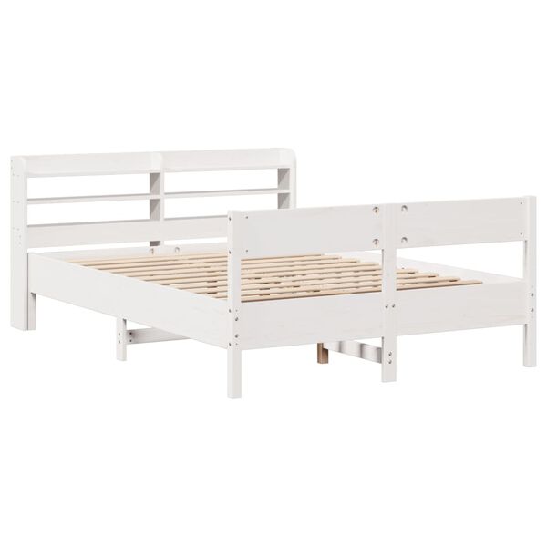 vidaXL Cadre de lit sans matelas blanc 135x190 cm bois de pin massif