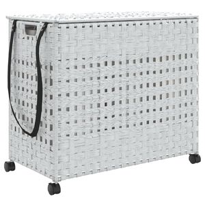 vidaXL Panier &agrave; linge avec roulettes blanc 66x35x60 cm r&eacute;sine tress&eacute;e