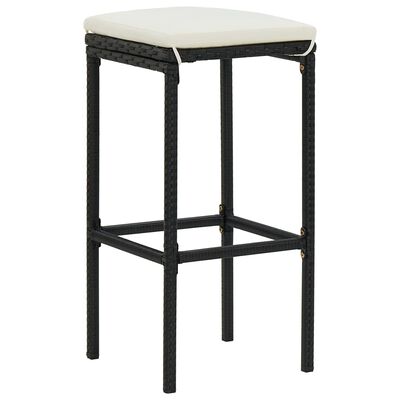 vidaXL Meuble de bar de jardin 5 pcs et coussins Résine tressée Noir