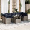 vidaXL Salon de jardin avec coussins 8 pcs gris r&eacute;sine tress&eacute;e acacia
