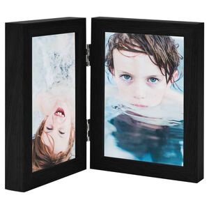 vidaXL Cadre photo d&eacute;pliable en deux Noir 2x(13x18 cm)