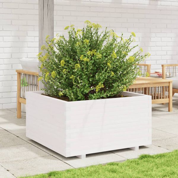 vidaXL Jardini&egrave;re blanc 90x90x49,5 cm bois de pin massif