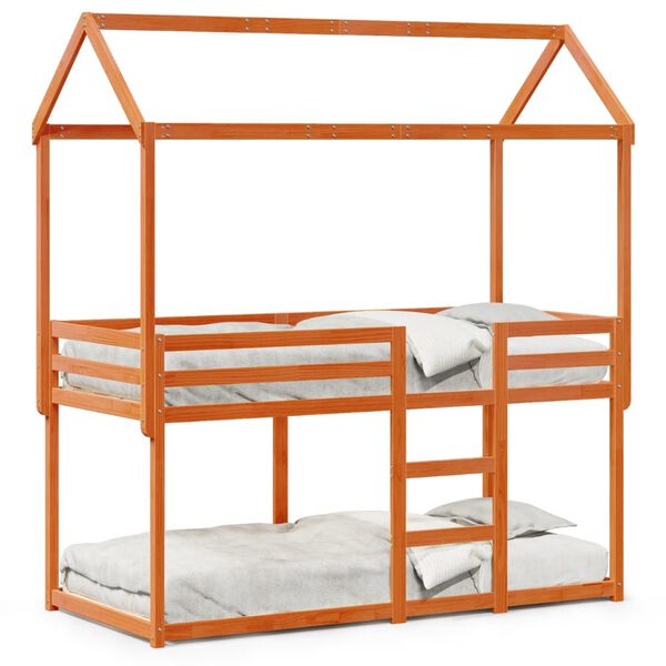 vidaXL Lit superpos&eacute; sans matelas cire marron 90x200 cm pin massif
