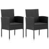 vidaXL Chaises de jardin avec coussins noir lot de 2 r&eacute;sine tress&eacute;e