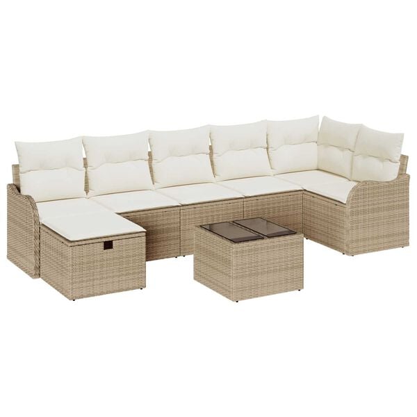 vidaXL Ensemble de Canap&eacute;s avec coussin Beige et cr&egrave;me polyrotin