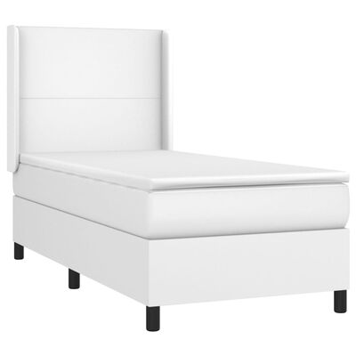 vidaXL Sommier à lattes de lit avec matelas Blanc 90x190 cm Similicuir