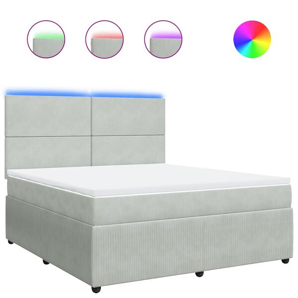 vidaXL Sommier &agrave; lattes de lit et matelas Gris clair 180x200cm Velours
