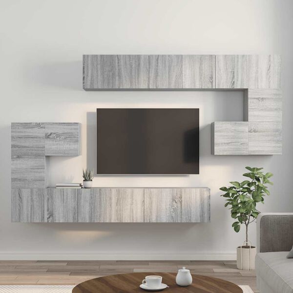 vidaXL Ensemble de meubles TV 10 pcs Sonoma gris Bois d'ing&eacute;nierie