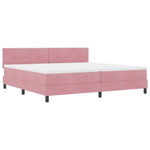 vidaXL Lit &agrave; ressort LED avec t&ecirc;te de lit Rose 200 x 200 cm Velours