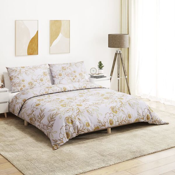 vidaXL Ensemble de housse de couette blanc et marron 200x200 cm Coton