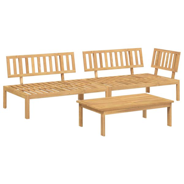 vidaXL Ensemble de Canap&eacute;s Uni 3 pcs Beige Bois d'Acacia Massif