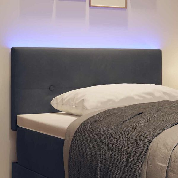 vidaXL T&ecirc;te de lit LED avec des lumi&egrave;res &agrave; LED Gris 100 cm Polyester