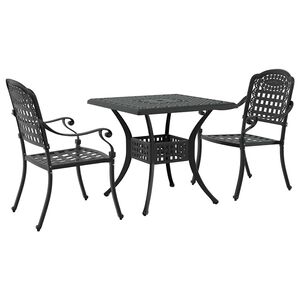 vidaXL Ensemble de tables de jardin 3 pc Noir Aluminium coul&eacute;