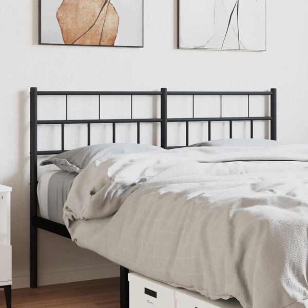 vidaXL T&ecirc;te de lit m&eacute;tal noir 140 cm