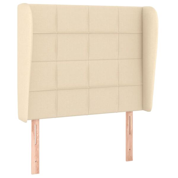 vidaXL T&ecirc;te de lit avec oreilles Cr&egrave;me 103x23x118/128 cm Tissu