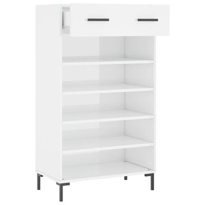 vidaXL Armoire à chaussure Blanc brillant 60x35x105 cm Bois ingénierie