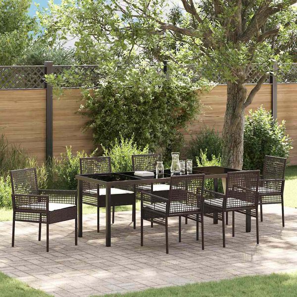 vidaXL Ensemble de salle &agrave; manger pour jardin 7 pcs Marron polyrotin