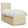 vidaXL Sommier &agrave; lattes de lit avec matelas Cr&egrave;me 100x200 cm Tissu