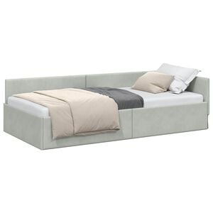 vidaXL Cadre de lit d'angle Gris clair 80 x 200 cm Velours