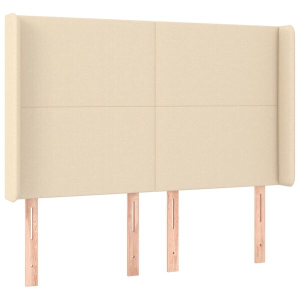vidaXL T&ecirc;te de lit avec oreilles Cr&egrave;me 147x16x118/128 cm Tissu