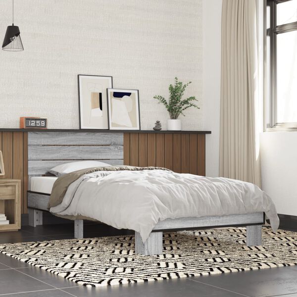 vidaXL Cadre de lit sans matelas sonoma gris 100x200 cm