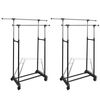 vidaXL Porte-manteaux r&eacute;glables 2 pcs 2 rails d'accrochage