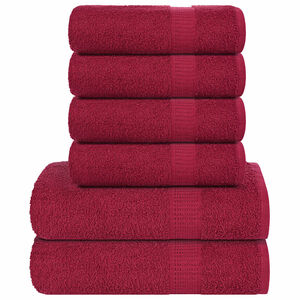 vidaXL Ensemble de serviettes FROGN 6 pcs bordeaux 360 g/m&sup2;