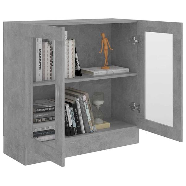 vidaXL Armoire à vitrine Gris béton 82,5x30,5x80 cm Bois d'ingénierie