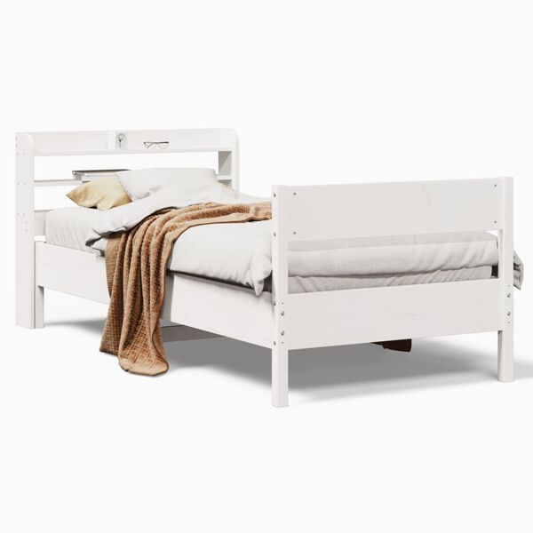vidaXL Cadre de lit sans matelas blanc 90x190 cm bois de pin massif