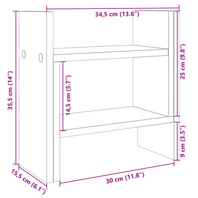 vidaXL Organisateur de bureau gris béton 34,5x15,5x35,5 cm