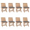 vidaXL Chaises pliantes avec coussins, 8 pi&egrave;ces, en teck massif