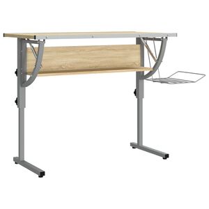 vidaXL Bureau d'artisanat ch&ecirc;ne sonoma et gris 110x53x(58-87) cm