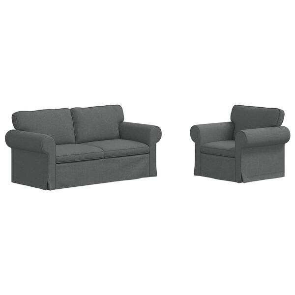 vidaXL Ensemble de Canap&eacute;s 2 pcs Gris fonc&eacute; 175 x 82 x 80 cm tissu