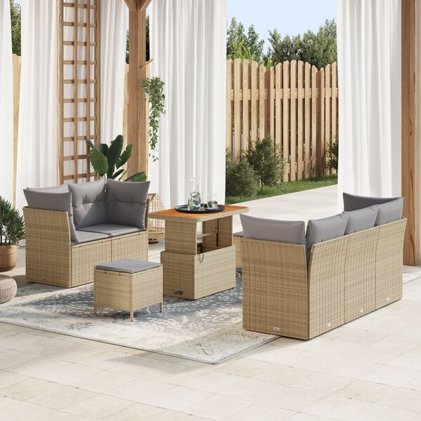 vidaXL Ensemble de canap&eacute; de jardin 8 pcs beige et gris clair