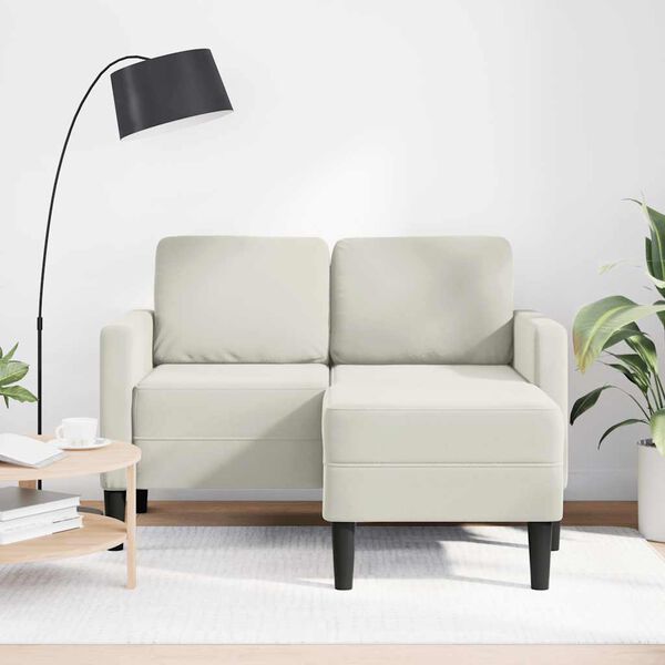 vidaXL Canap&eacute; 2 places avec m&eacute;ridienne en L cr&egrave;me 125 cm velours