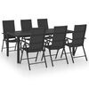vidaXL Ensemble &agrave; manger de jardin 7 pcs noir