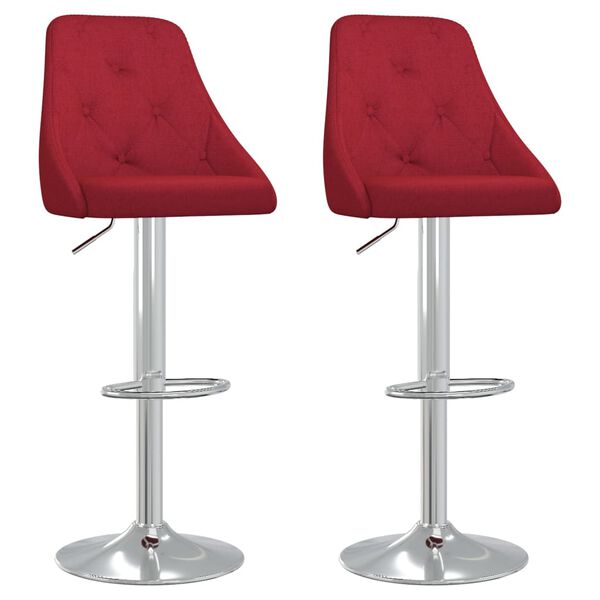 vidaXL Tabourets de bar lot de 2 rouge bordeaux tissu