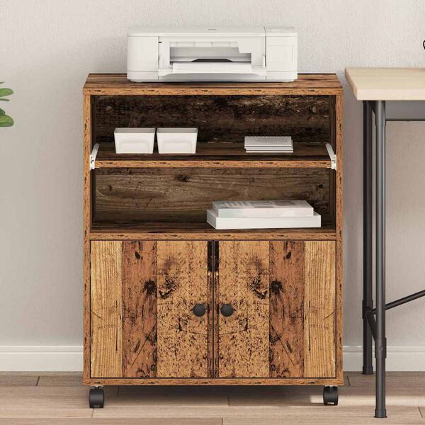 vidaXL Support d'imprimante avec stockage Bois ancien 60 x 48 x 74 cm