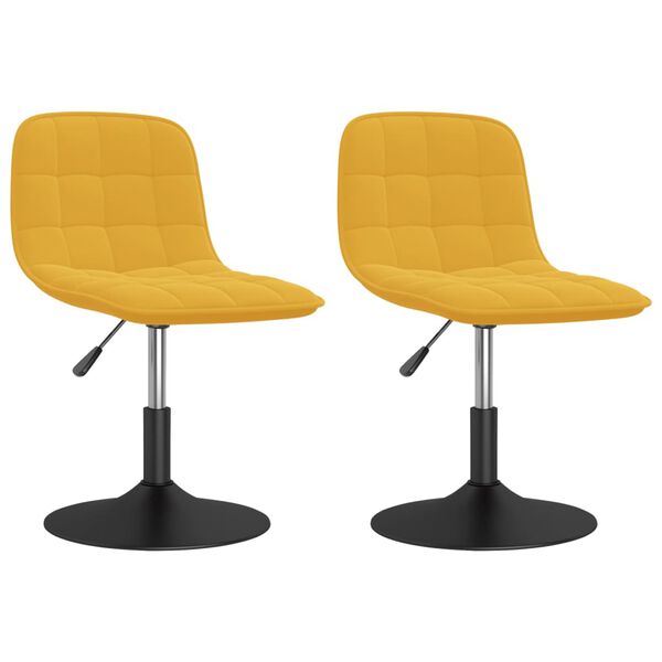 vidaXL Chaises &agrave; manger pivotantes lot de 2 jaune moutarde velours