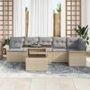 vidaXL Ensemble de canap&eacute; de jardin avec coussin 7 pcs Beige polyrotin