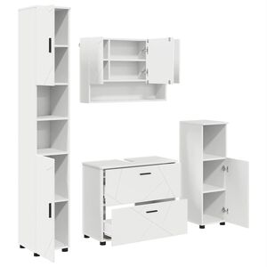 vidaXL Ensemble de mobilier de salle de bain avec tiroir 4 pcs Blanc