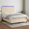 vidaXL Sommier &agrave; lattes de lit et matelas et LED Cr&egrave;me 140x190cm Tissu