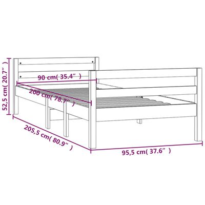 vidaXL Cadre de lit sans matelas 90x200 cm bois de pin massif