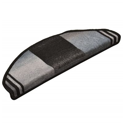 vidaXL Tapis d'escalier autocollants 15 pcs Noir et gris 65x21x4 cm