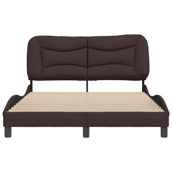 vidaXL Cadre de lit sans matelas Hvar marron fonc&eacute; 140x190 cm tissu