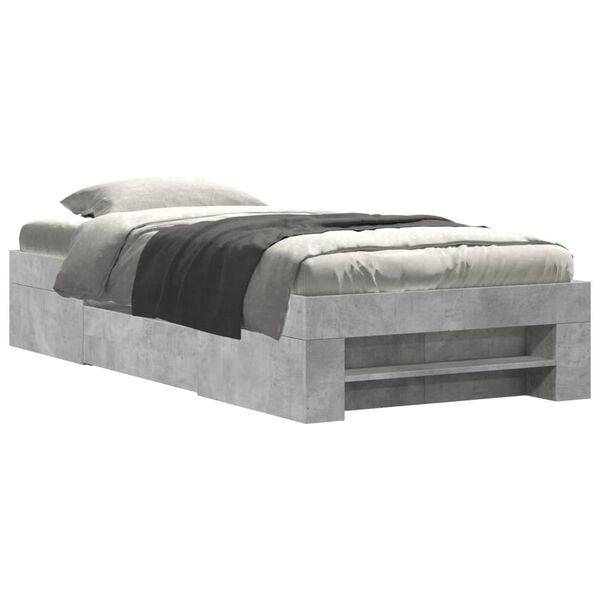 vidaXL Cadre de lit sans matelas gris b&eacute;ton 90x200cm bois d'ing&eacute;nierie