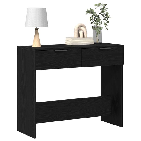 vidaXL Table console Ch&ecirc;ne noir 90 x 36 x 75 cm Bois d'ing&eacute;nierie