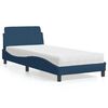 vidaXL Lit avec matelas Dover bleu 90x200 cm tissu